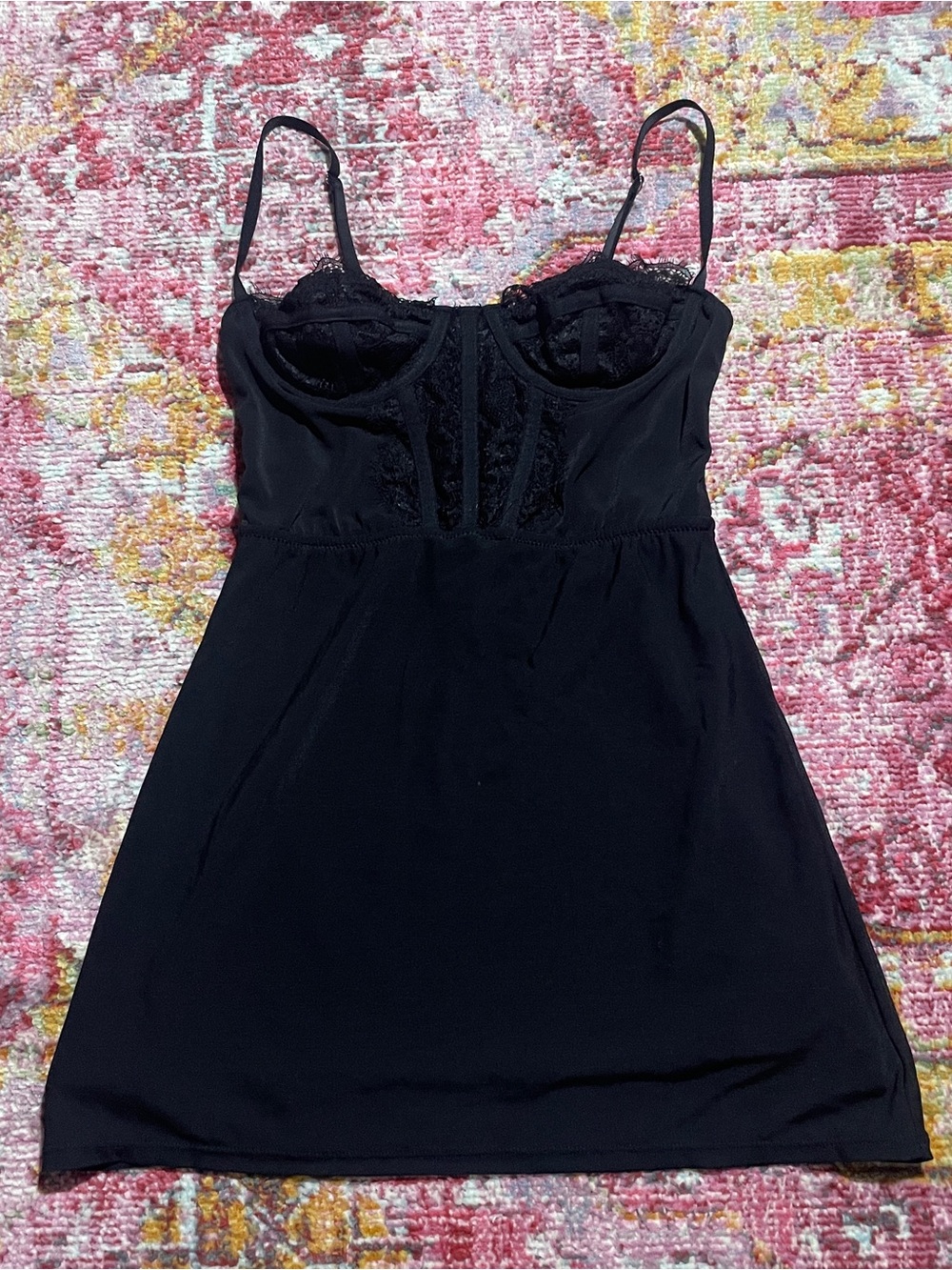 Urban Outfitters Black Lace-Trim Slip Dress